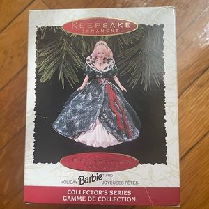 Vintage Hallmark Holiday Barbie Ornament 1995 Green Dress comes with box